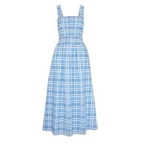 Hill House The Azalea Blue Plaid Maxi Nap Dress Size Medium